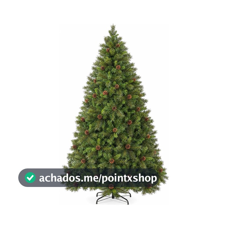 Árvore De Natal Pinheiro 210cm 970 Galhos Cheia Com Pinhas