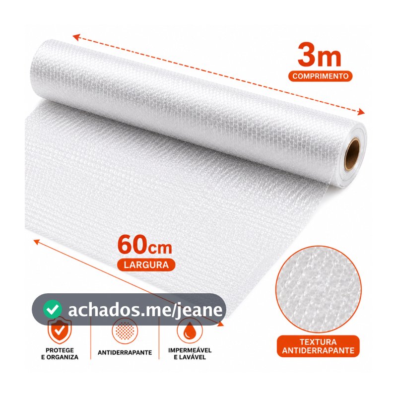 Forro Antiderrapante 60cm x 3m Impermeável Para Gaveta Armário Lavável Recortável