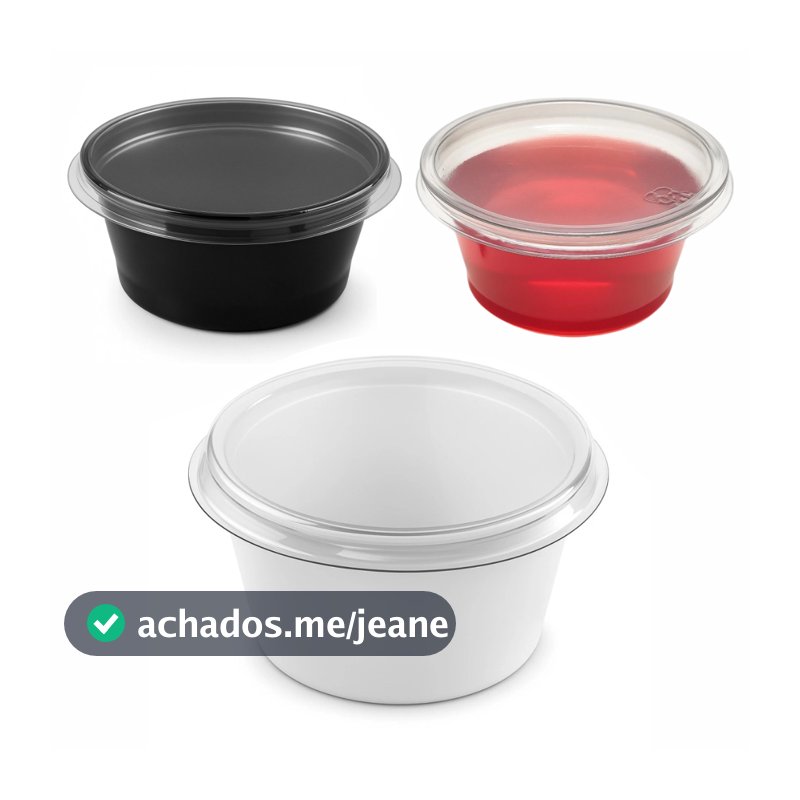 Potinho Molheira Branca, Preta e Cristal 30mL Pote com Tampa Pacote com 50, 100, 150 & 200 Unidades