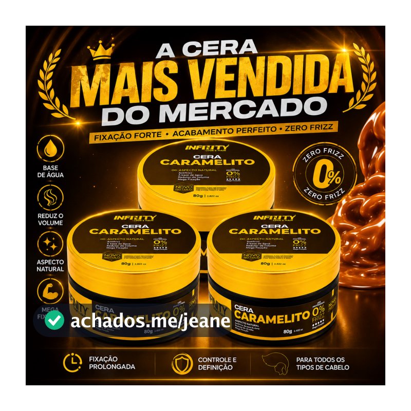 Kit 3x Pomada Cera Modeladora Caramelito 80g Infinity Classe A Modela Alta Fixação Antifrizz Hidrata os Fios