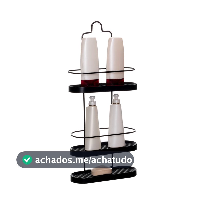 Suporte Para Shampoo Pendurar Registro Banheiro Triplo Preto