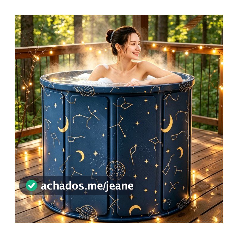 Banheira Dobrável SPA Adulto Portátil 70cm 254 Litros Ofurô Reforçado com Drenagem Rápida