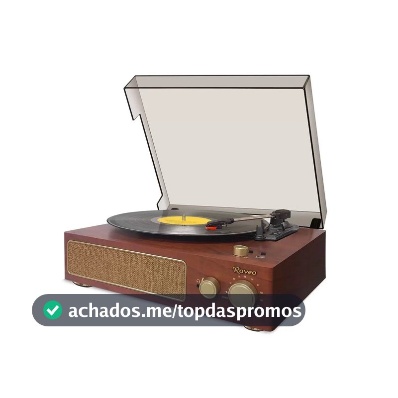Vitrola Toca Discos Raveo Studio Usb Bluetooth FM Auxiliar Marrom