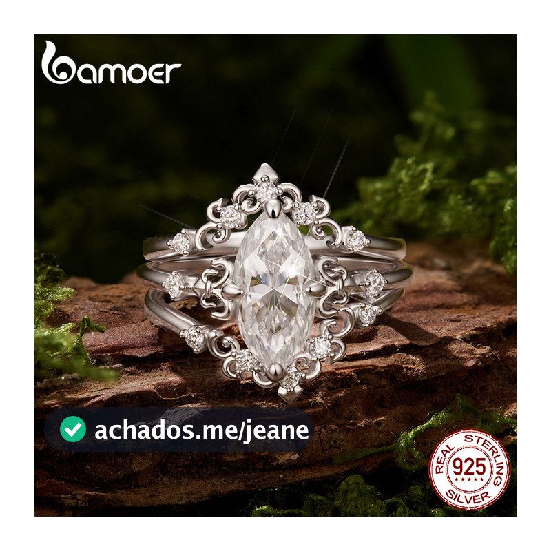Bamoer 925 Prata Esterlina Empilhável Moissanite Anéis Moda Jóias Presentes Para Mulher MSR120