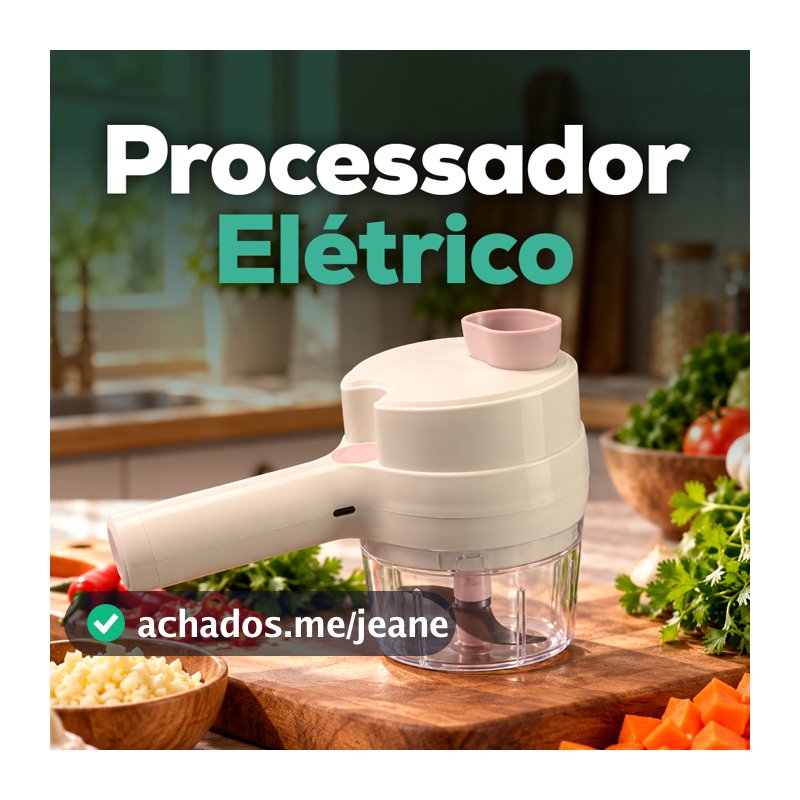 Processador De Alimentos Elétrico 4 Em 1 Triturador Cortador De Alho E Legumes Sem Fio USB