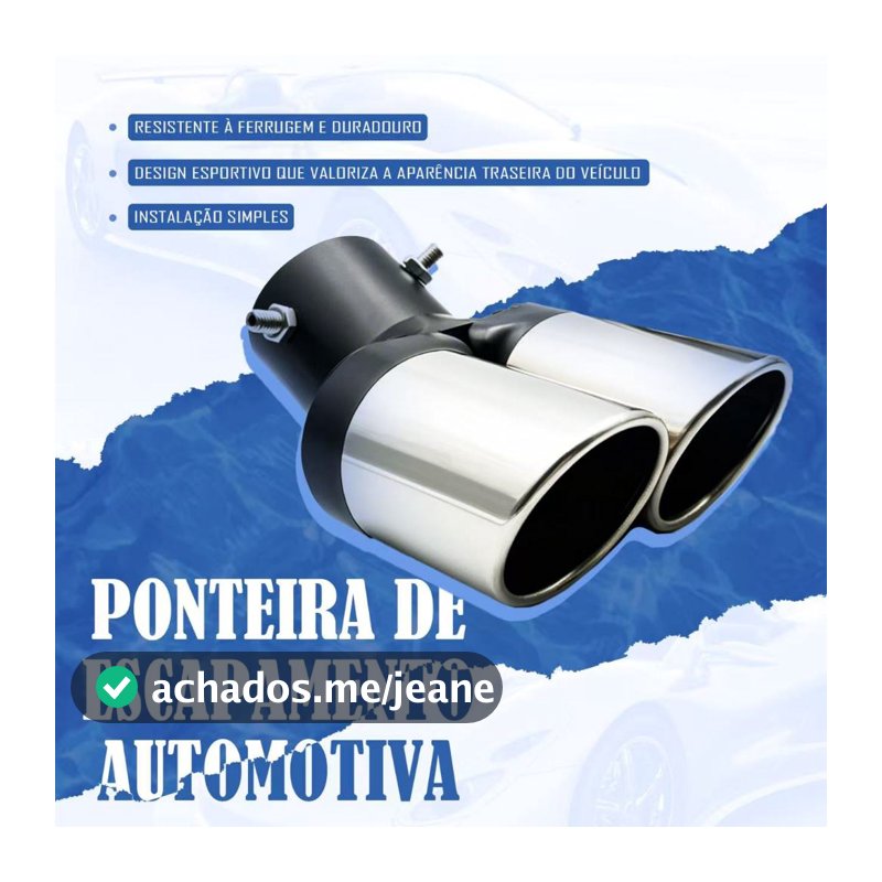 Ponteira de Escapamento Dupla Inox Universal Cromada Tuning Carro Saída Dupla Esportiva