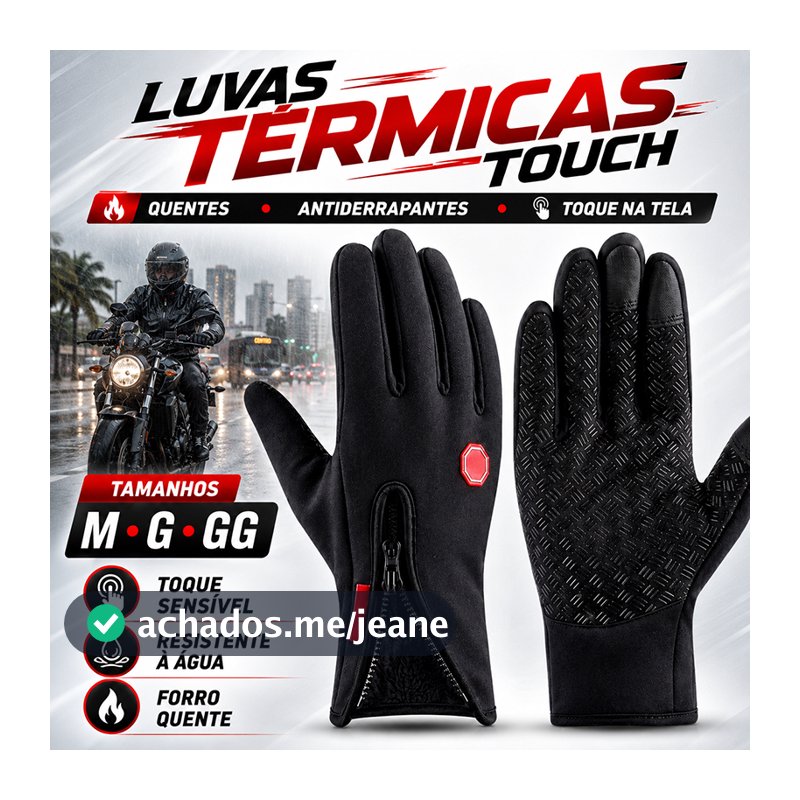 Luva de Motoqueiro Luvas Térmicas Unissex Trouch Screen Aquece Mãos e Compatível com Tela Sensível ao Toque parra
