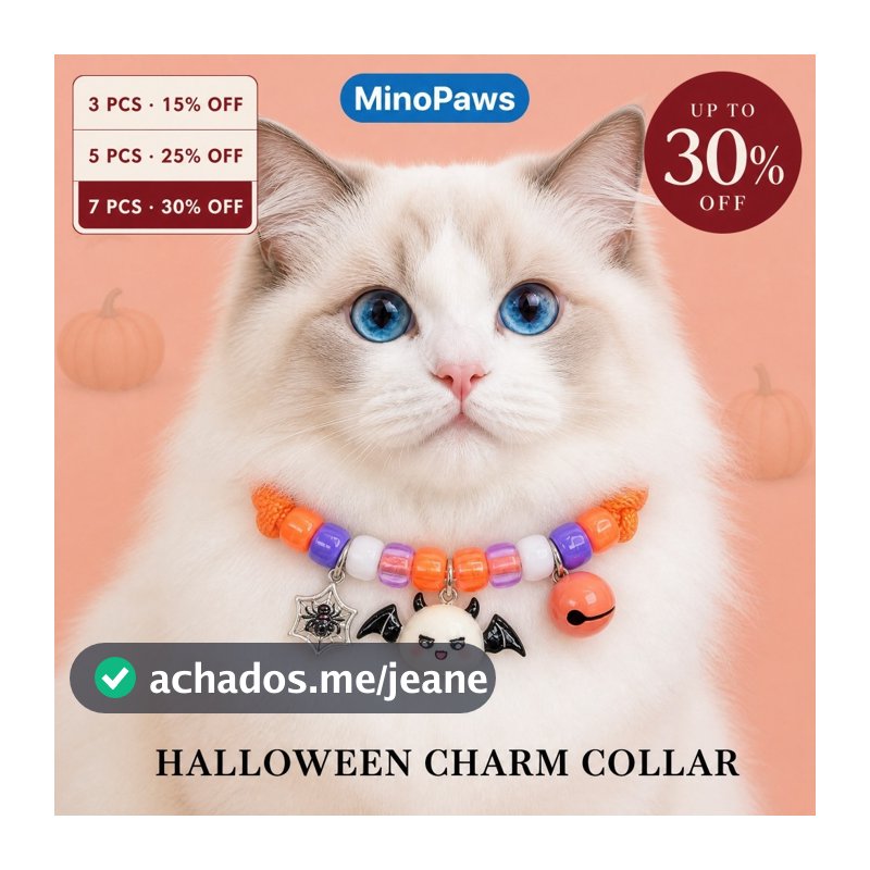 Coleira De Gato Sino Charme Halloween Abóbora Gatinho Colar Acessórios Para Gatos