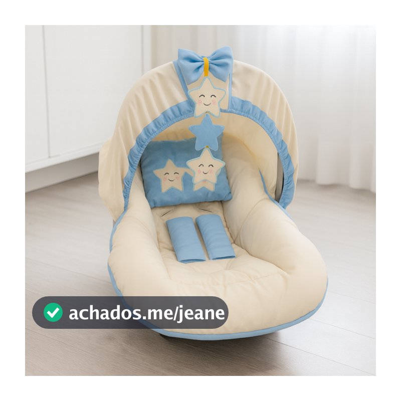 Kit Bebê Conforto 5 Peças com Capa Capota Protetores de Cinto Almofada Bordada e Móbile 0-13kg