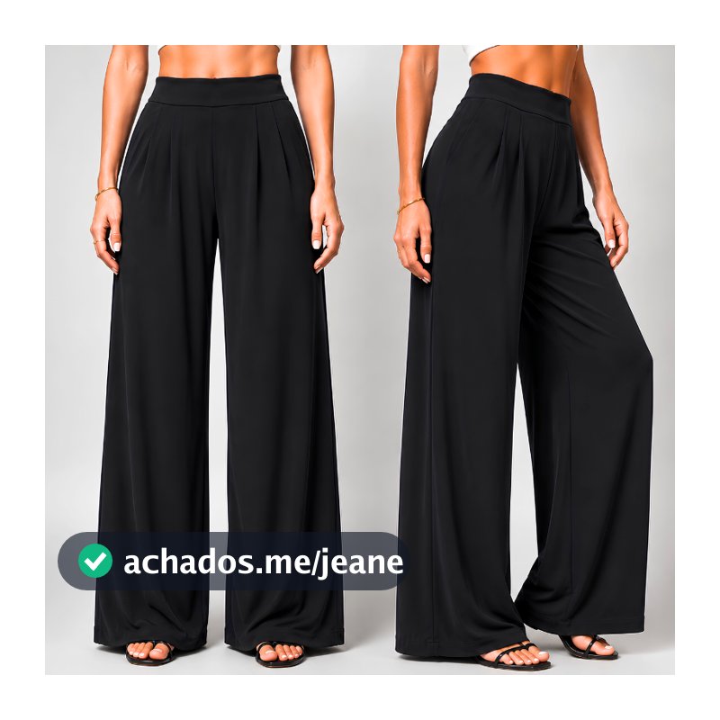 Calça Pantalona Feminina Viscose Com Elastano Casual Trabalho Escritório