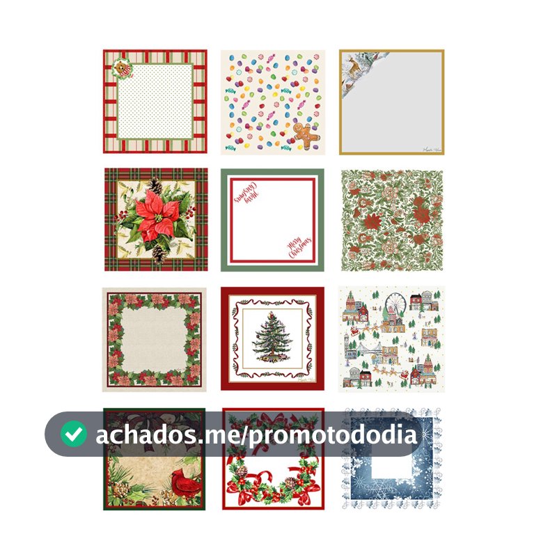 Guardanapo Natal Estampado Localizado 40x40 Mesa Posta Jantar Decoração Natalina Papai Noel