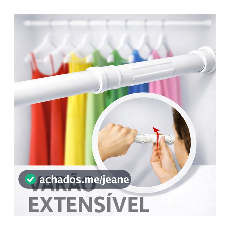 Varão Extensivo Ajustável 45cm até 1,50mt Bastão Extensível Box Banheiro Suporte Extensor