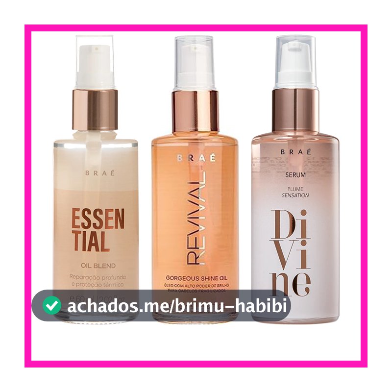 Braé Óleo Capilar (Gorgeous Shine Oil Revival, Plume Sensation Divine, Oil Blend Soul Color, Essential Oil Blend) 60ml