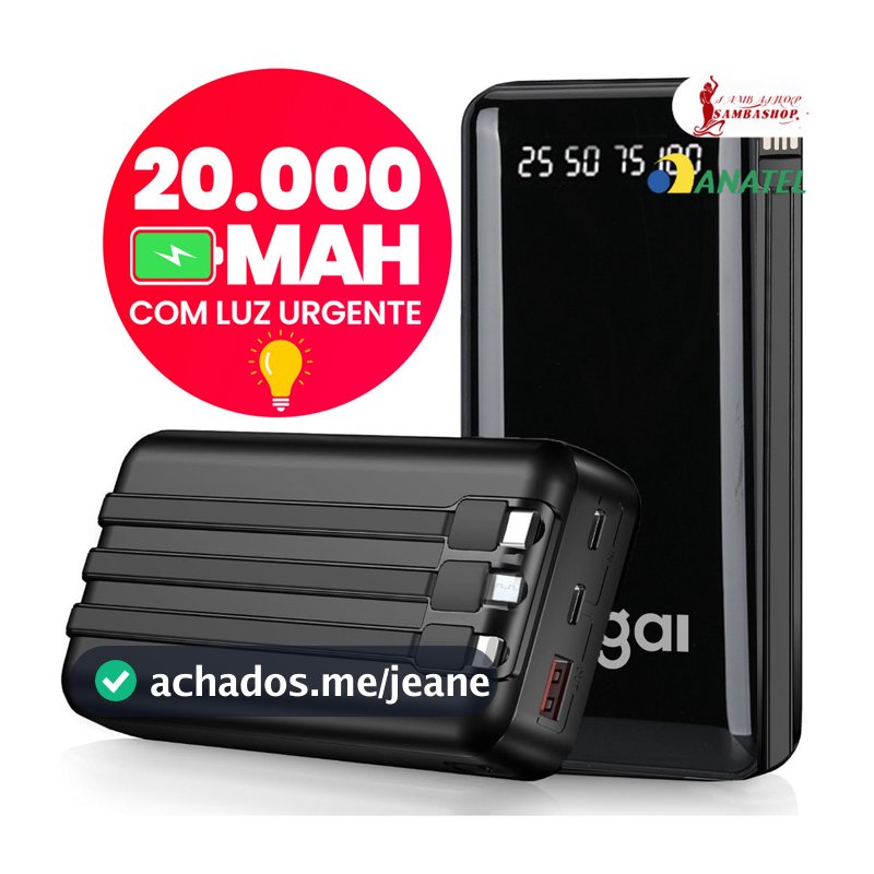 Bateria Externa Portátil 10000 a 20000mah Power Bank Carregador Mel Design