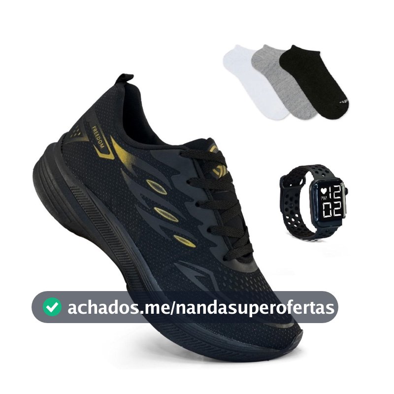 Tenis Masculino  Esportivo + Relogio + Meia Corrida Treino Sola Ultra Macio Tenis Respiravel Super leve