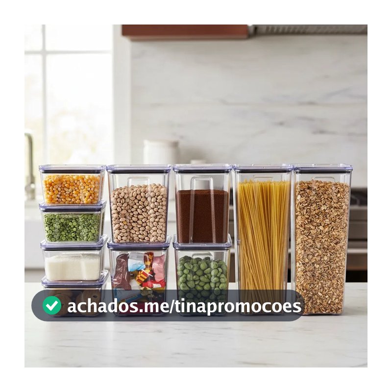 Kit 10 Pote Hermético Empilháveis Porta Mantimento Cozinha Organizador Rebirth