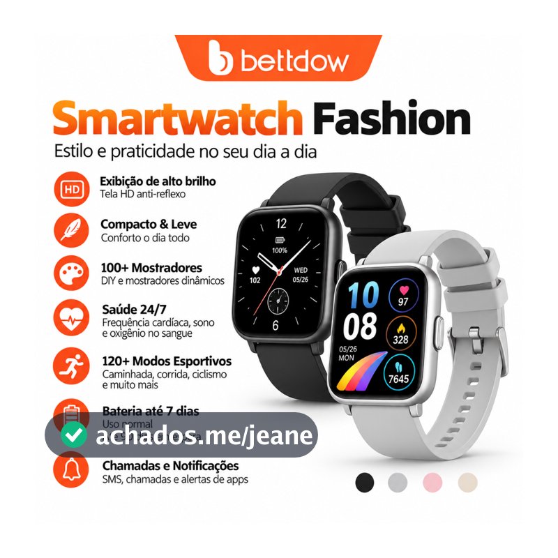 BETTDOW Relógio inteligente  Tela cheia Rastreador de fitness sensível ao toque IP68 À prova d'água Suporta dados GPS do