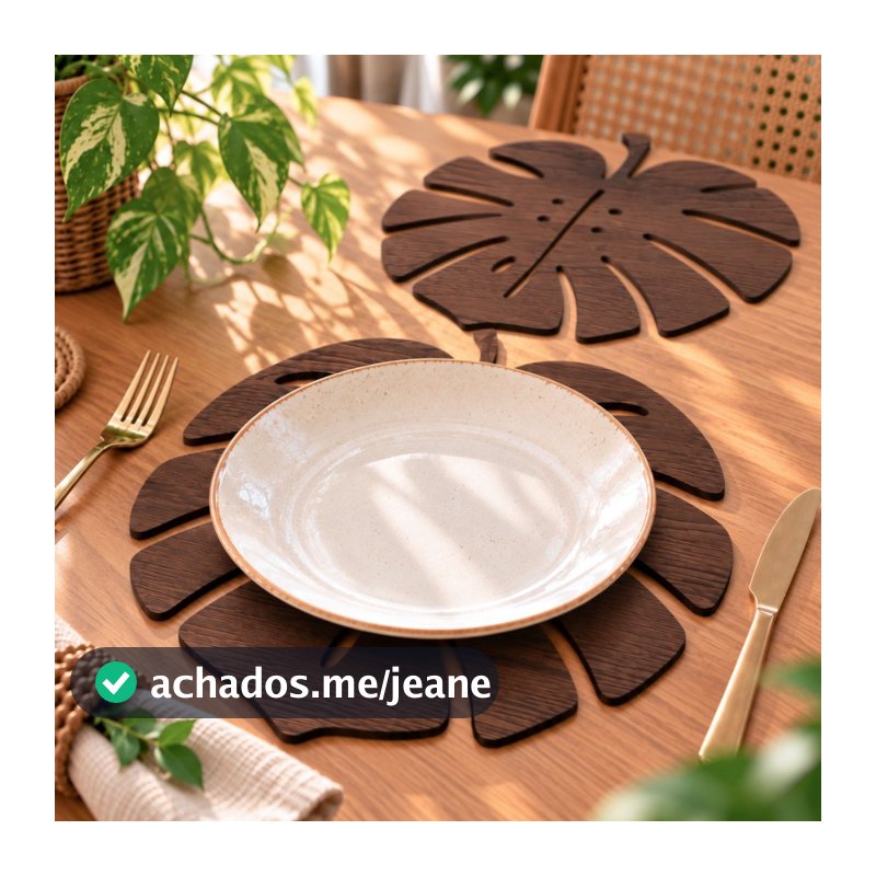 Kit 04 Descanso De Prato De Madeira Decoração Costela De Adão