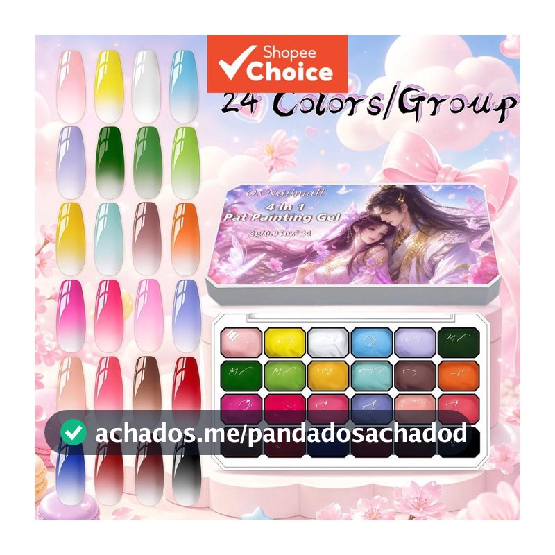 24 Cores / Grupo de Gel para Carimbo de Unhas, Pintura Gradiente, Desenho, Mudança de Cor, Verniz em Gel UV/LED,