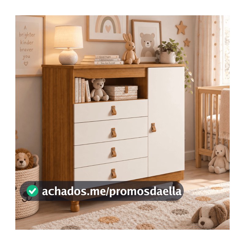 Cômoda Bebê  Sapateira 4 Gavetas  Pés Reguláveis Ideal para Quarto de Bebê multiuso organizador