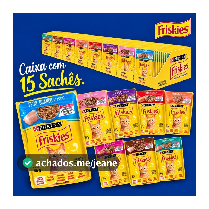 Sachê para Gatos Friskies Kit 15 Unidades 85g Ração Úmida Sabores Variados