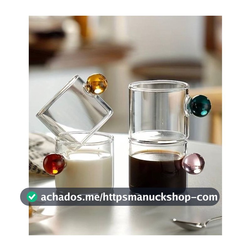 Kit 06 Xicaras Jogo Café 90ml Vidro Borossilicato Caneca Para Chá Cozinha Alça Colorida