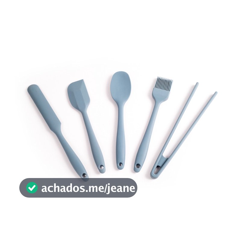 Kit de Utensílios de Silicone com 5 Peças Azul - Oikos