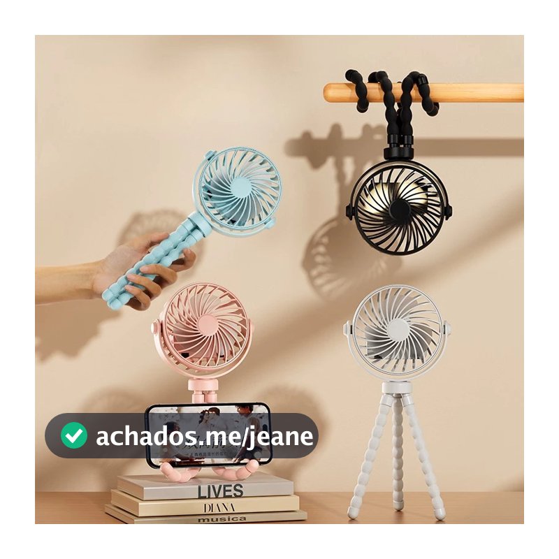 Mini Ventilador Portátil USB Recarregável Silencioso Suporte Flexível Carrinho de Bebê Mesa Octopus