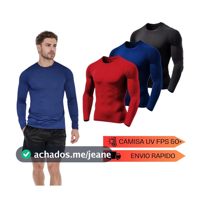 Kit 3 Blusas e kit 2 Blusas Térmica Proteção Uv 50+ Segunda Pele Camiseta Masculina Treino Academia Dryfit