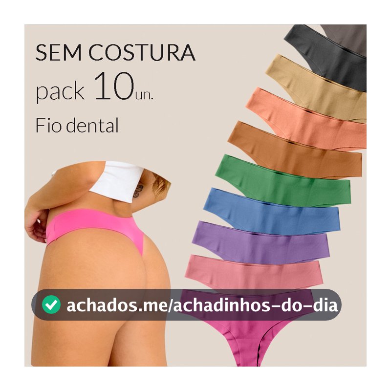 Kit 10 Calcinha Sem Costura Fio Dental Tanga Conforto Corte a Laser Não Marca