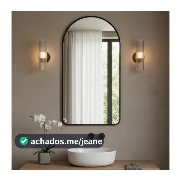 Espelho Orgânico Capela 60cm x 110cm Moldura Couro Decoração Loja Closet Banheiro Luxo Corpo Inteiro