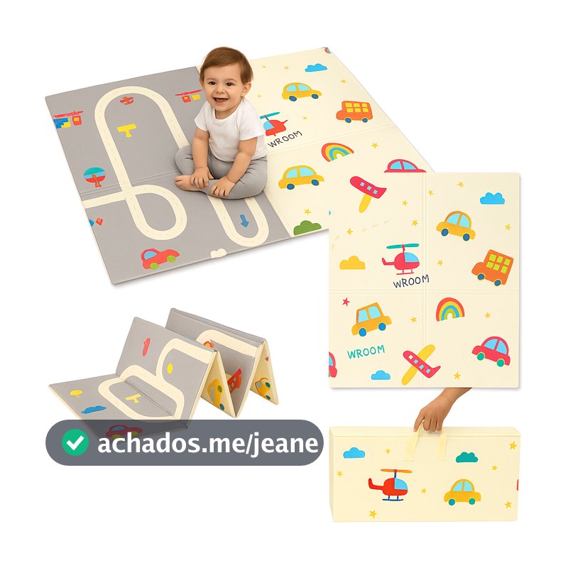 Tapete Infantil de Atividades Dupla Face 180x120cm Tatame Emborrachado Dobravel Educativel