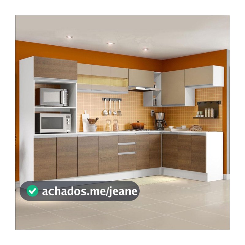 Armário de Cozinha Completa de Canto 100% MDF 448cm Smart Madesa 01