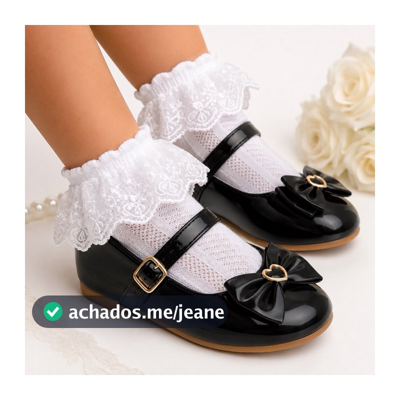 Meia Babado Feminina Infantil Batizado - Princesa-Fofa