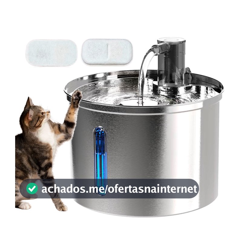 Newpet Bebedouro De Aço Inoxidável 3L Para Cães Gatos Automático Animais Domésticos Gatos Fonte 5V USB Alimentado BIVOLT