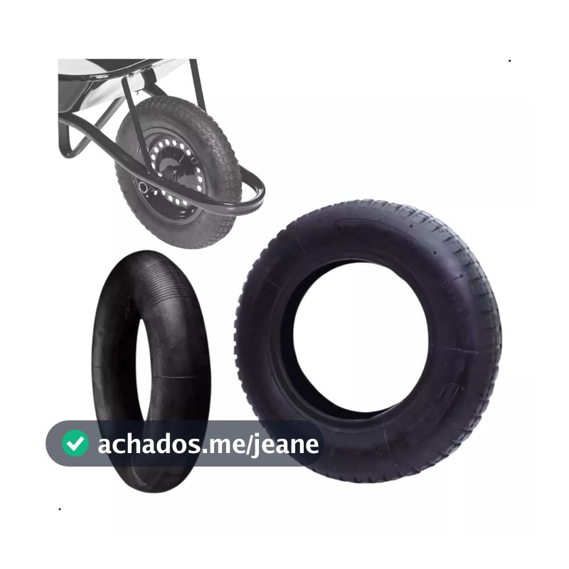 Kit Pneu + Câmara Para Carrinho de Mão/Carriola 3,25 x 8