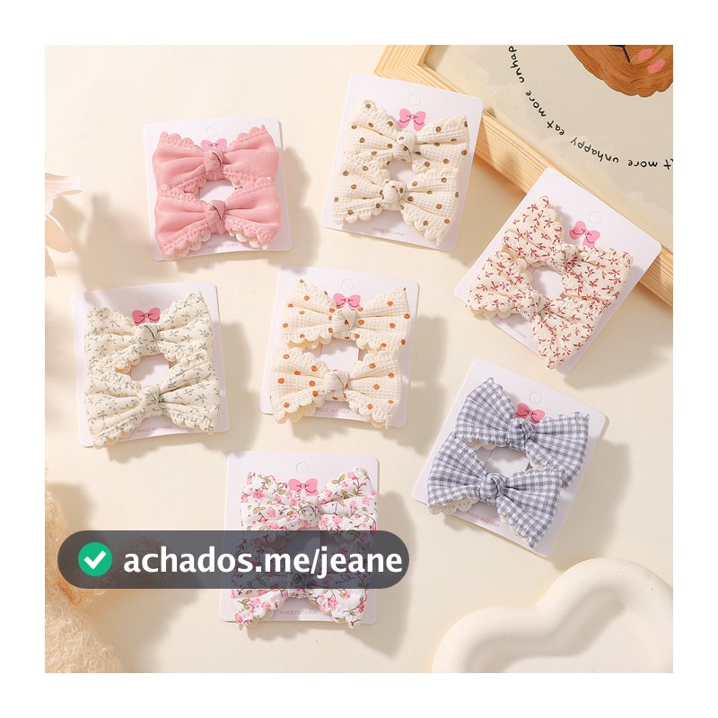 2 Pçs/set Bonito Algodão Xadrez Flor Estampas Arco Grampos De Cabelo Do Bebê Meninas Verão Bowknot Hairgrips Presilhas H