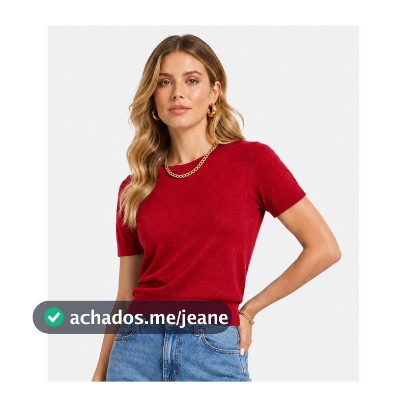 Blusa Feminina Manga Curta Em Tricot Infinita Cor Vermelho