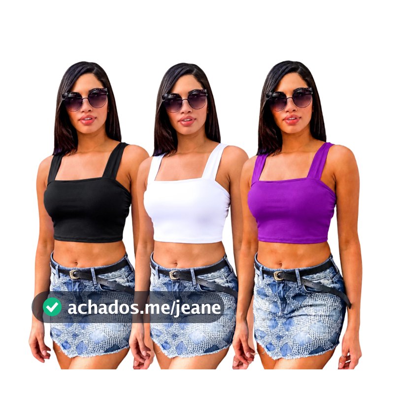 KIT 3: Cropped Alça Grossa Suplex - Várias Combinações