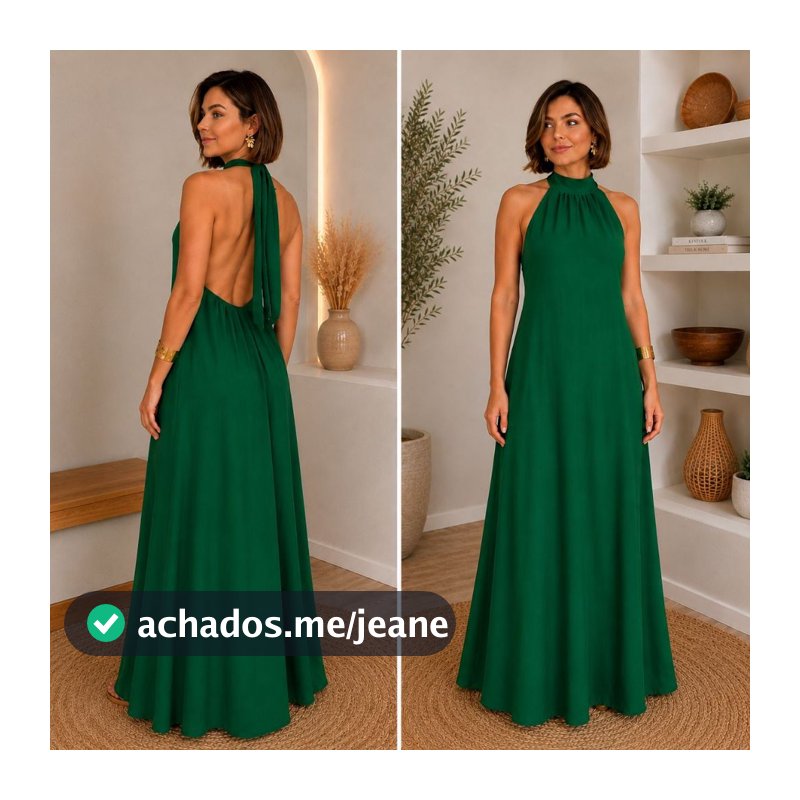 Vestido Longo Gola Alta Com Costa Nua Frente Única Formatura Festa Madrinha Civil