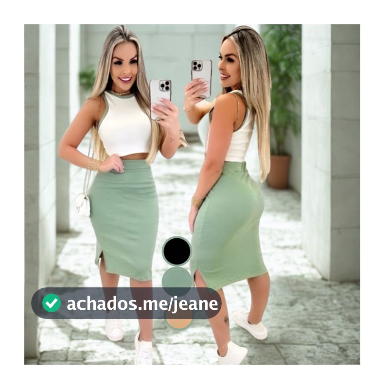 Conjunto Feminino Saia Midi e Cropped Anarruga Zero Transparência Premium Fenda Lateral Moda Gringa
