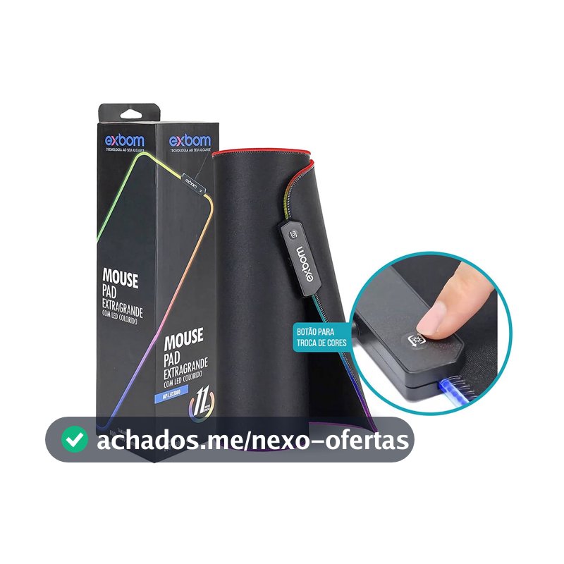 Mouse Pad Gamer Exbom Iluminado led Rgb Grande 80X30CM DIVERSOS MODELOS