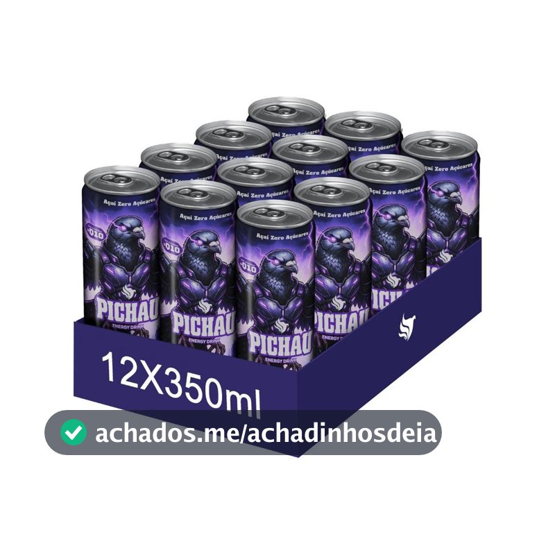 Pack Energético Pichau Açai Zero, 350ml, Sem Açúcar, Com 12 unidades