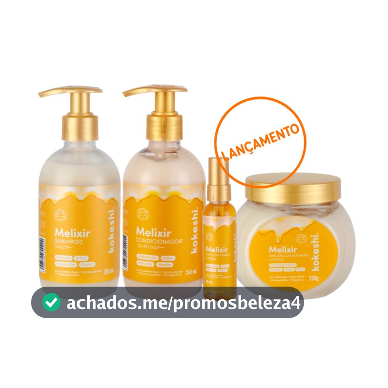 Kit Shampoo + Condicionador + Máscara + Sérum Melixir Kokeshi