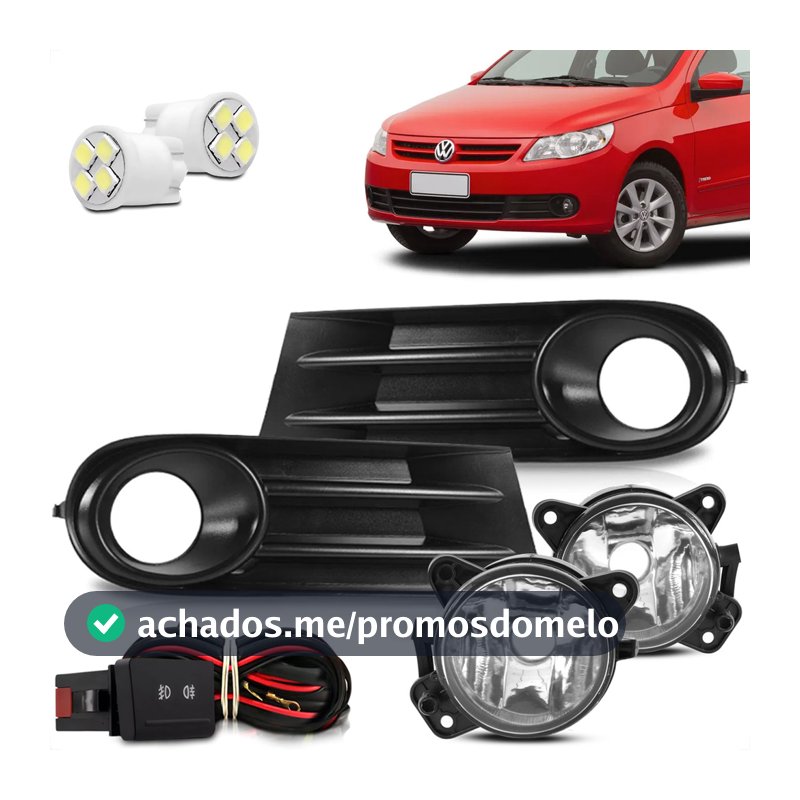 Kit Farol Milha Gol Voyage Saveiro G5 2009 2010 2011 2012 13 Mold Preta