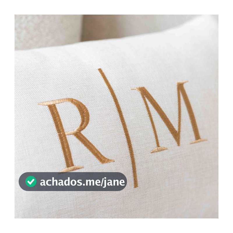 Almofada Baguete Personalizada INICIAL | INICIAL Casal Bordada (01 UNIDADE) 50x30 Com Enchimento Cama Posta
