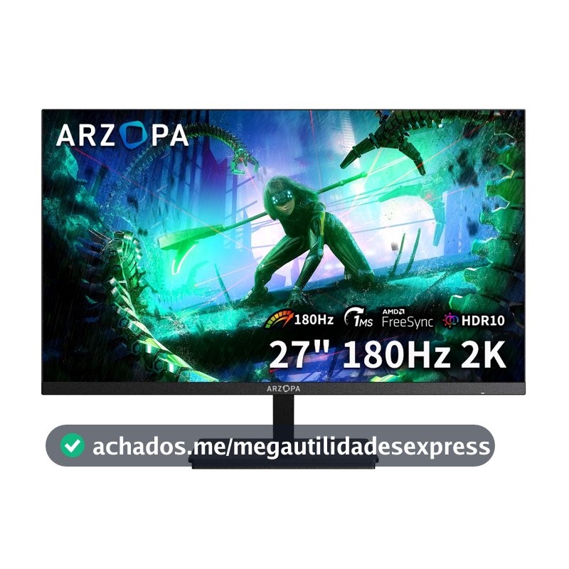Monitor Gamer ARZOPA M1RC, 27" 2K QHD 180Hz IPS, 1ms, 115% sRGB, USB-C, HDMI, Display Port