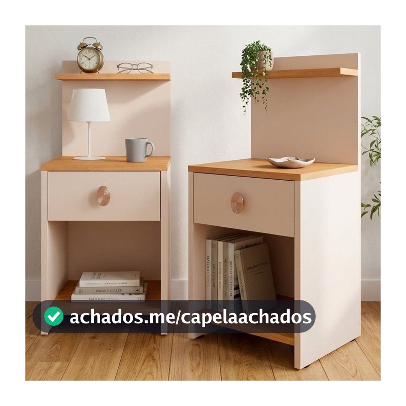 Kit 2 Mesa de Cabeceira com Gaveta e Prateleira Lançamento Criado Boss Canto Cama Quarto