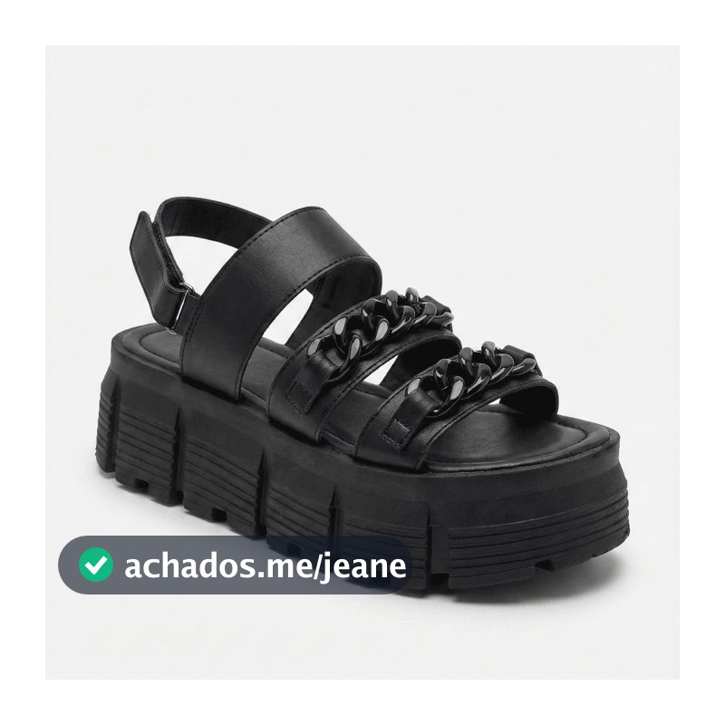 Sandália Feminina Madale Plataforma Tratorada Papete Corrente Estilo Blogueira Moda Casual