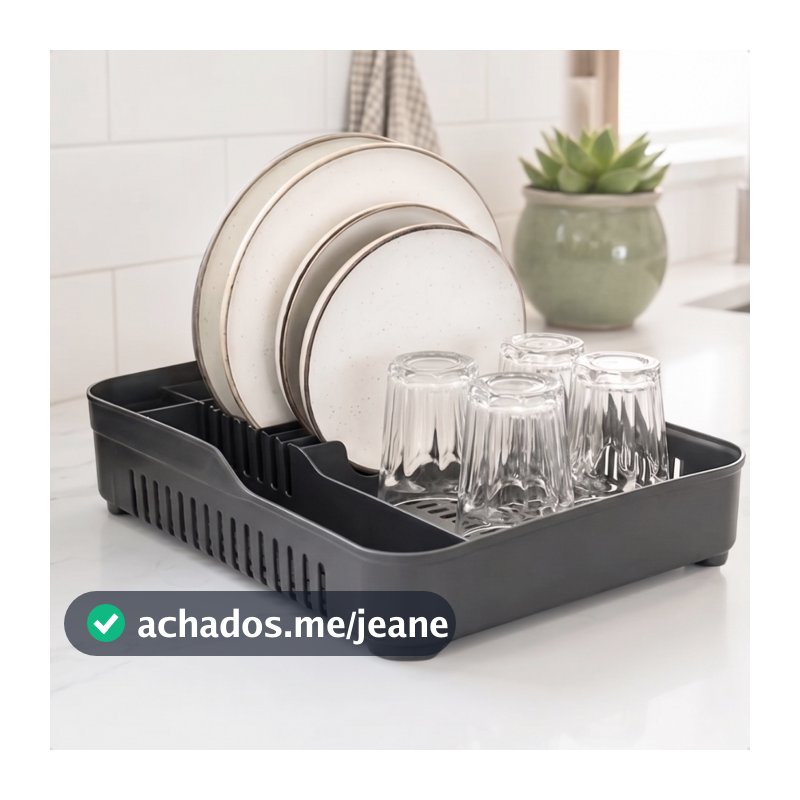 Escorredor Louça Pratos Copos Talheres Compacto Organizador Secador Pia Cozinha Preto Cinza Creme Pequeno